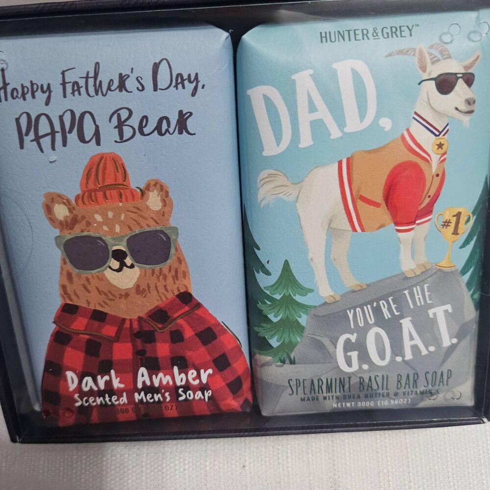 Hunter & Grey Father's Day Gift Bar Soap Set Shea Butter Vitamin E Men's‎ 300g
